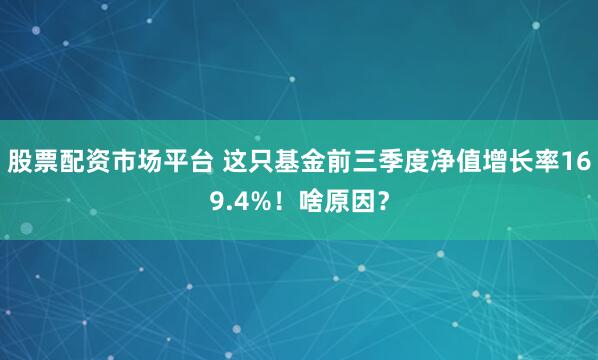 股票配资市场平台 这只基金前三季度净值增长率169.4%!啥原因?